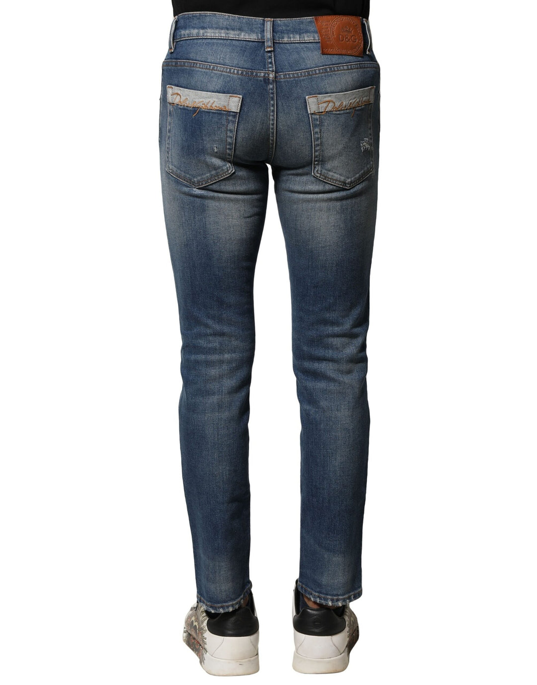 Dolce &amp; Gabbana Sample Sale Dolce &amp; Gabbana Blue Washed Cotton Slim Fit Men Denim Jeans - | Designer outlet