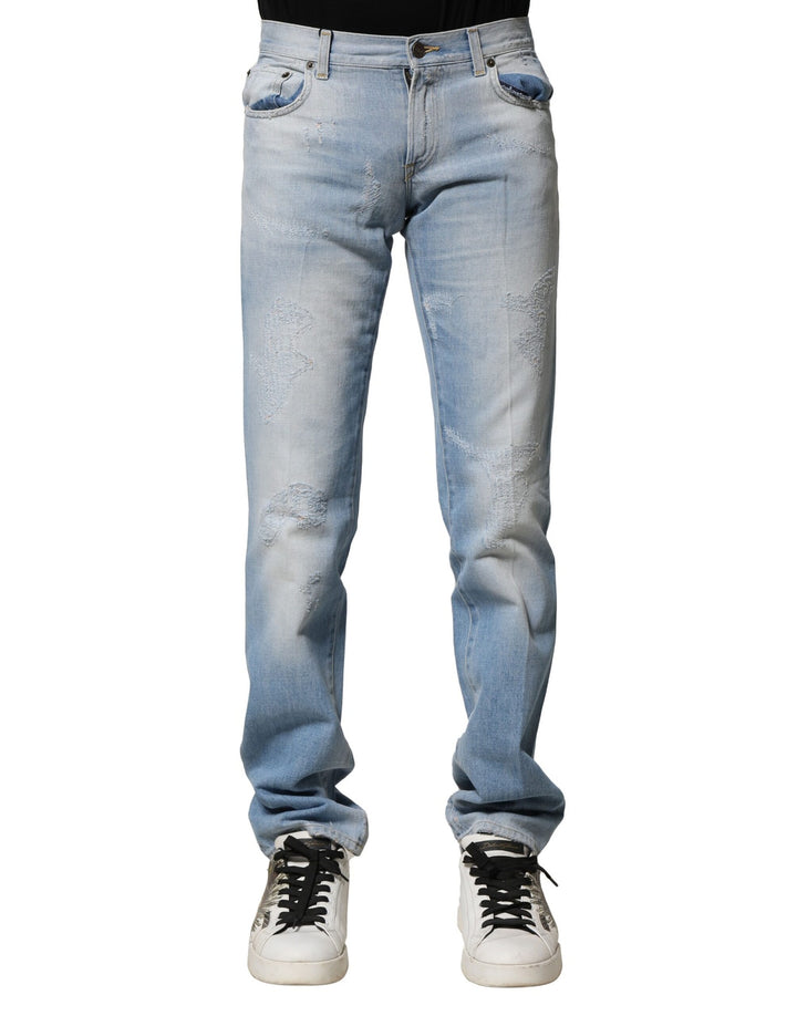 Dolce &amp; Gabbana Sample Sale Dolce &amp; Gabbana Light Blue Washed Straight Fit Denim Jeans - | Designer outlet