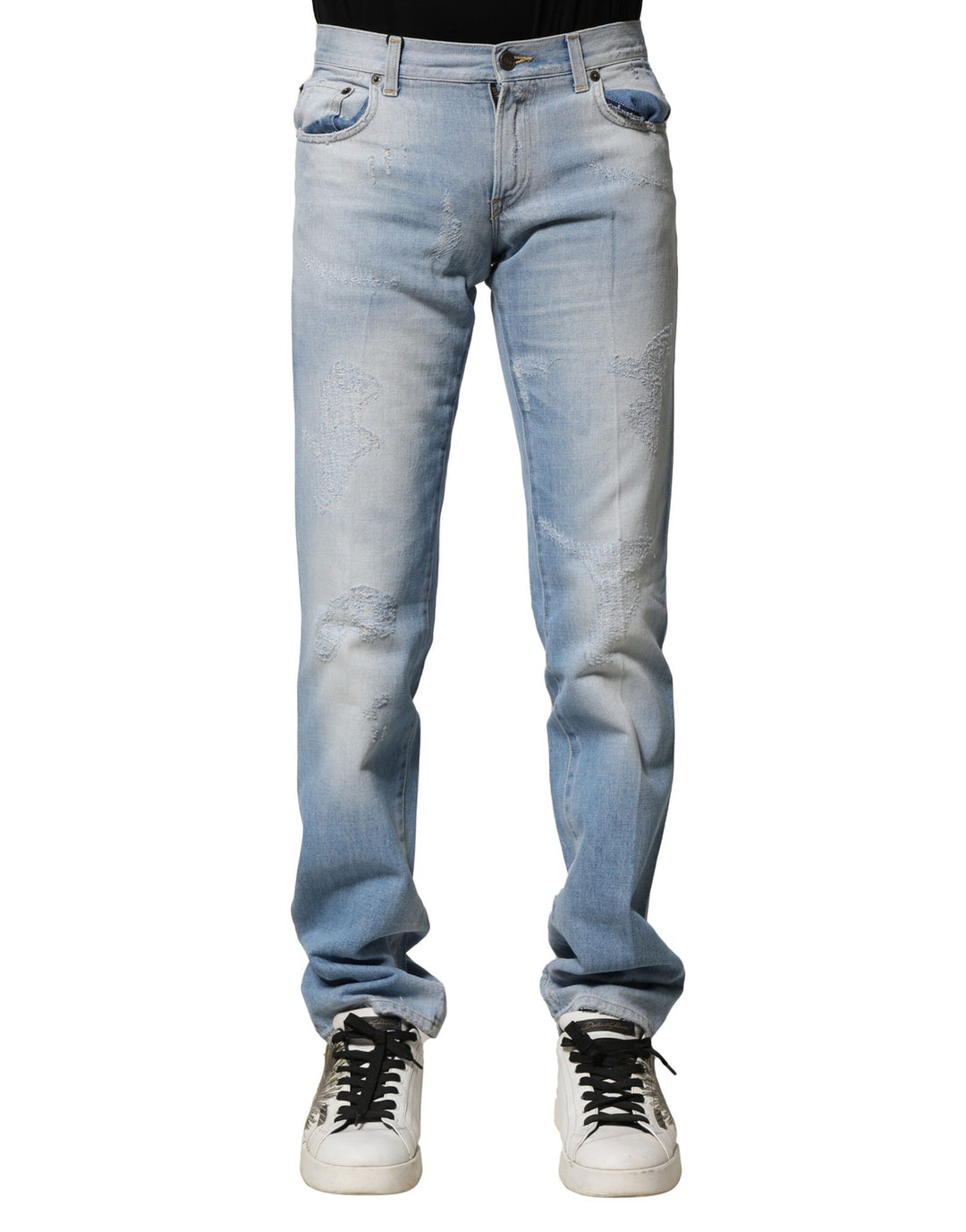Dolce &amp; Gabbana Sample Sale Dolce &amp; Gabbana Light Blue Washed Straight Fit Denim Jeans - | Designer outlet