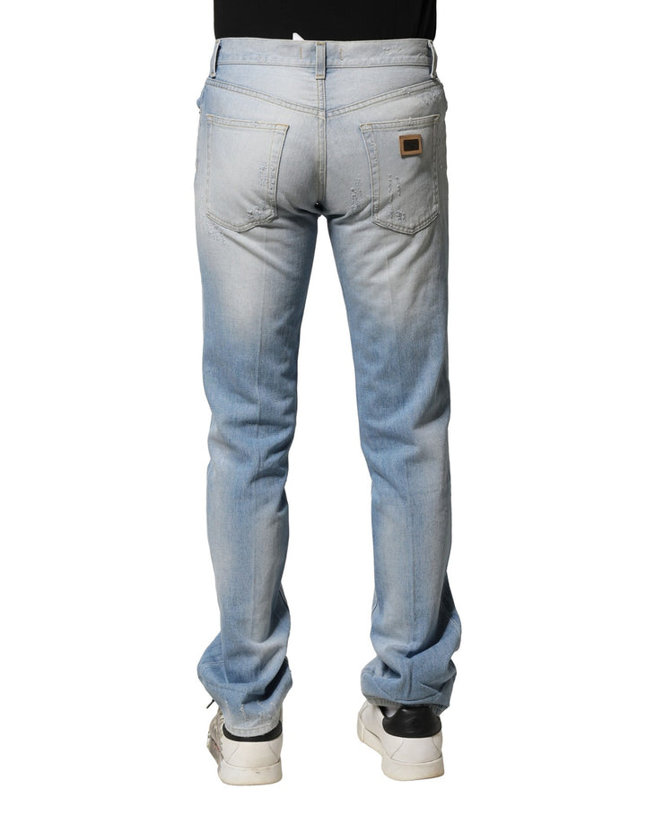 Dolce &amp; Gabbana Sample Sale Dolce &amp; Gabbana Light Blue Washed Straight Fit Denim Jeans - | Designer outlet