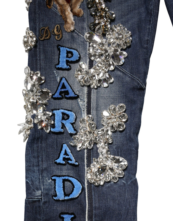 Dolce &amp; Gabbana Sample Sale Dolce &amp; Gabbana Blue Cotton Rhinestone Embellish Denim Jeans - | Designer outlet