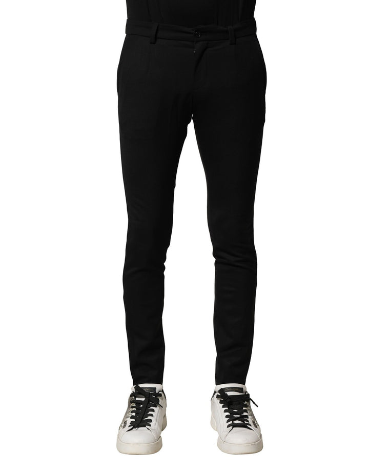 Dolce &amp; Gabbana Sample Sale Dolce &amp; Gabbana Black Wool Men Skinny Mid Waist Pants - | Designer outlet