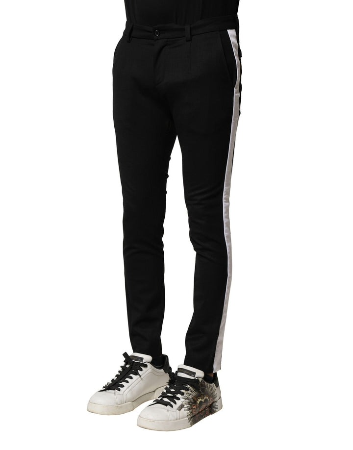 Dolce &amp; Gabbana Sample Sale Dolce &amp; Gabbana Black Wool Men Skinny Mid Waist Pants - | Designer outlet