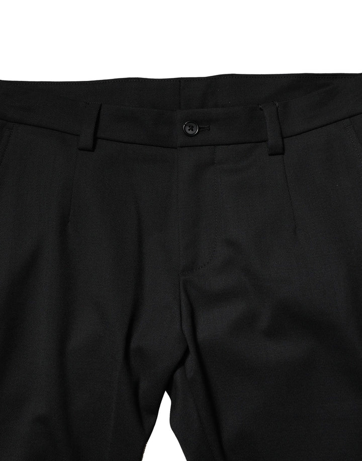 Dolce &amp; Gabbana Sample Sale Dolce &amp; Gabbana Black Wool Men Skinny Mid Waist Pants - | Designer outlet