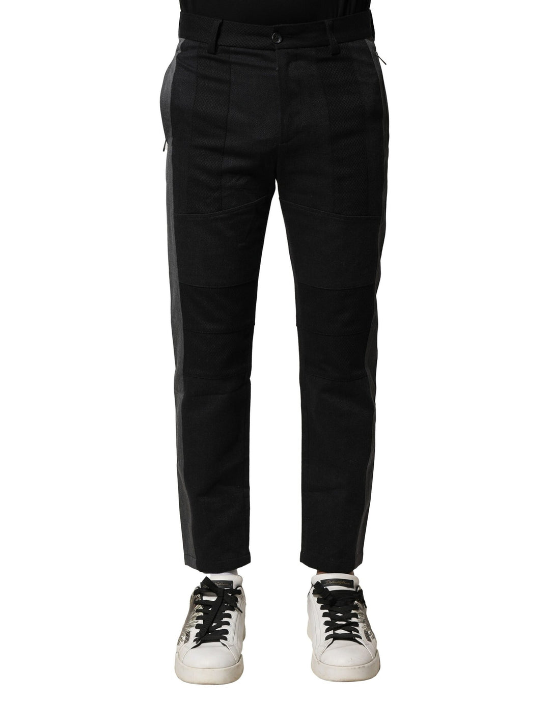 Dolce &amp; Gabbana Sample Sale Dolce &amp; Gabbana Black Gray Cotton Tapered Men Pants - | Designer outlet