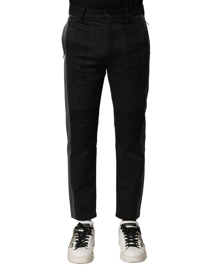 Dolce &amp; Gabbana Sample Sale Dolce &amp; Gabbana Black Gray Cotton Tapered Men Pants - | Designer outlet