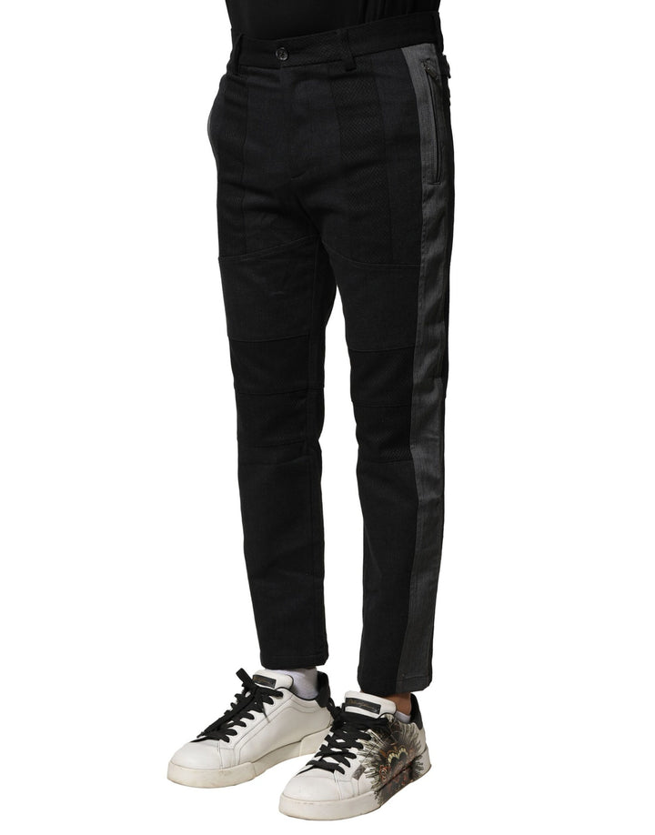 Dolce &amp; Gabbana Sample Sale Dolce &amp; Gabbana Black Gray Cotton Tapered Men Pants - | Designer outlet