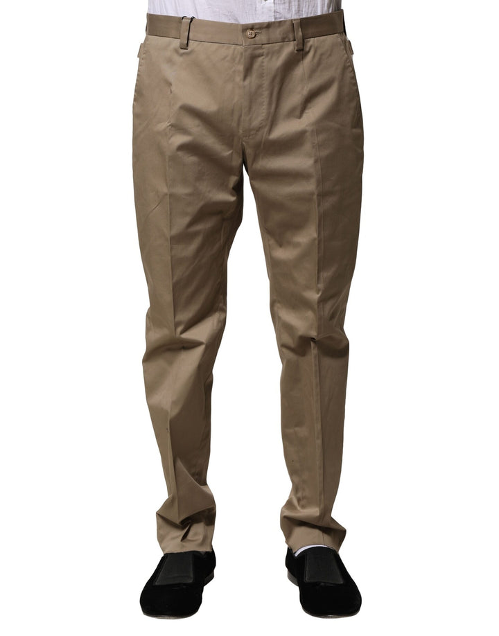 Dolce & Gabbana Brown Cotton Tapered Men Formal Pants