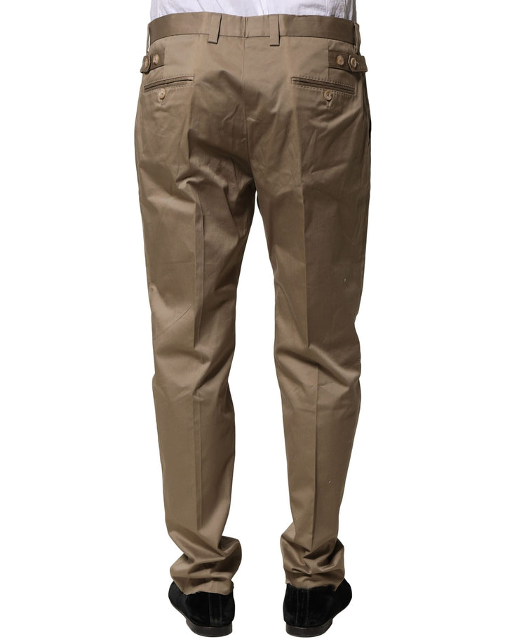 Dolce & Gabbana Brown Cotton Tapered Men Formal Pants