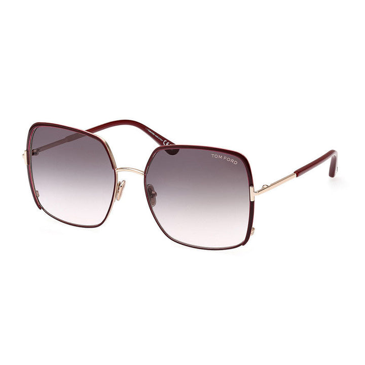 Tom Ford Square Full Rim, with a Shiny Bordeaux frame and Gradient Blue lens.