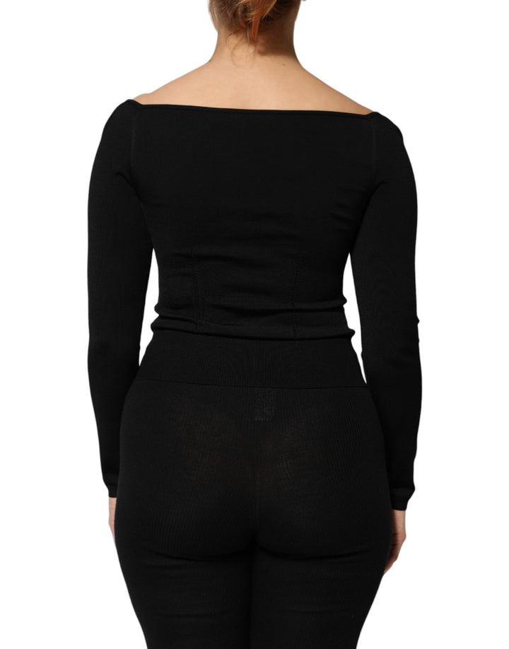 Dolce & Gabbana Black Viscose Long Sleeve Pullover Blouse Top