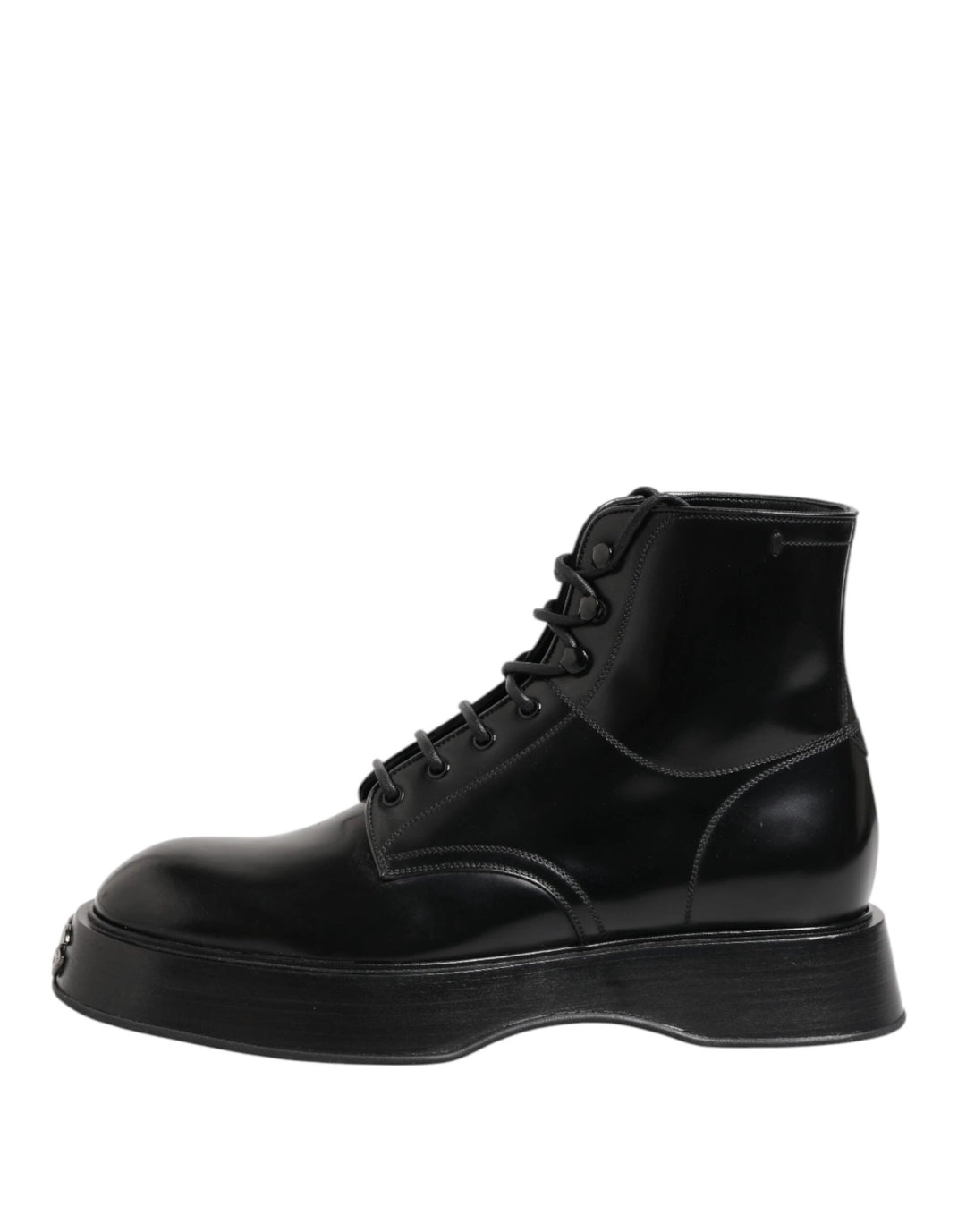 Dolce &amp; Gabbana Sample Sale Dolce &amp; Gabbana Black Leather Logo Ankle Boots Lace Up Shoes - | Designer outlet