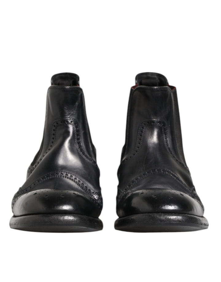 Dolce &amp; Gabbana Sample Sale Dolce &amp; Gabbana Black Leather Ankle Boots Slip On Shoes - | Designer outlet