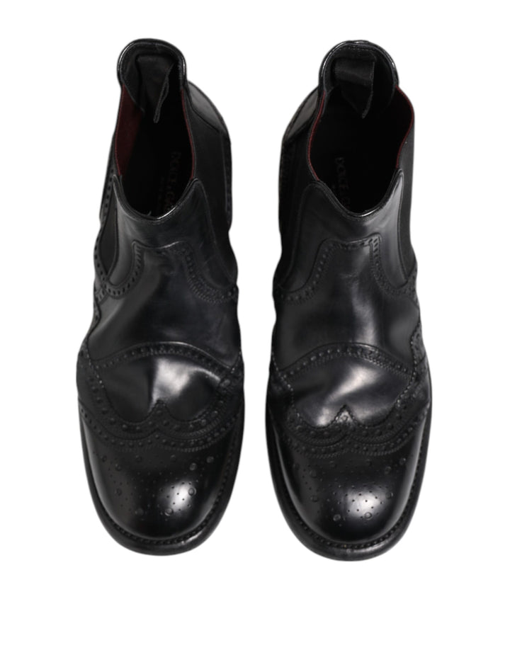Dolce &amp; Gabbana Sample Sale Dolce &amp; Gabbana Black Leather Ankle Boots Slip On Shoes - | Designer outlet