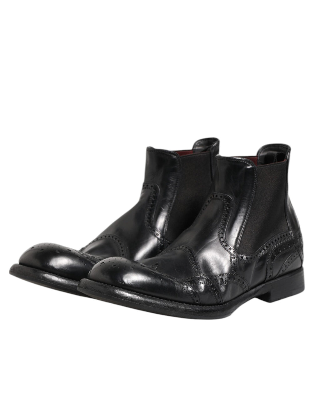 Dolce &amp; Gabbana Sample Sale Dolce &amp; Gabbana Black Leather Ankle Boots Slip On Shoes - | Designer outlet