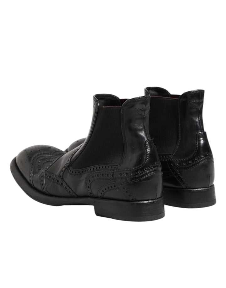 Dolce &amp; Gabbana Sample Sale Dolce &amp; Gabbana Black Leather Ankle Boots Slip On Shoes - | Designer outlet