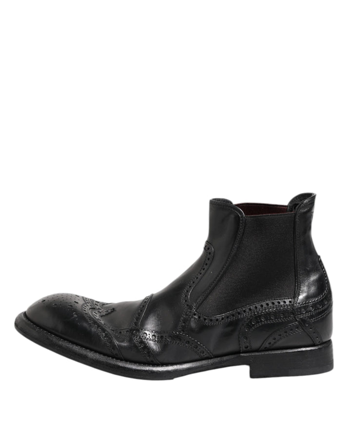 Dolce &amp; Gabbana Sample Sale Dolce &amp; Gabbana Black Leather Ankle Boots Slip On Shoes - | Designer outlet