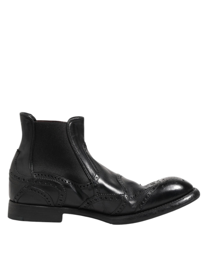 Dolce &amp; Gabbana Sample Sale Dolce &amp; Gabbana Black Leather Ankle Boots Slip On Shoes - | Designer outlet