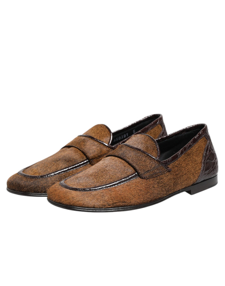Dolce &amp; Gabbana Sample Sale Dolce &amp; Gabbana Brown Loafers Leather Slip On Men Dress Shoes - | Designer outlet