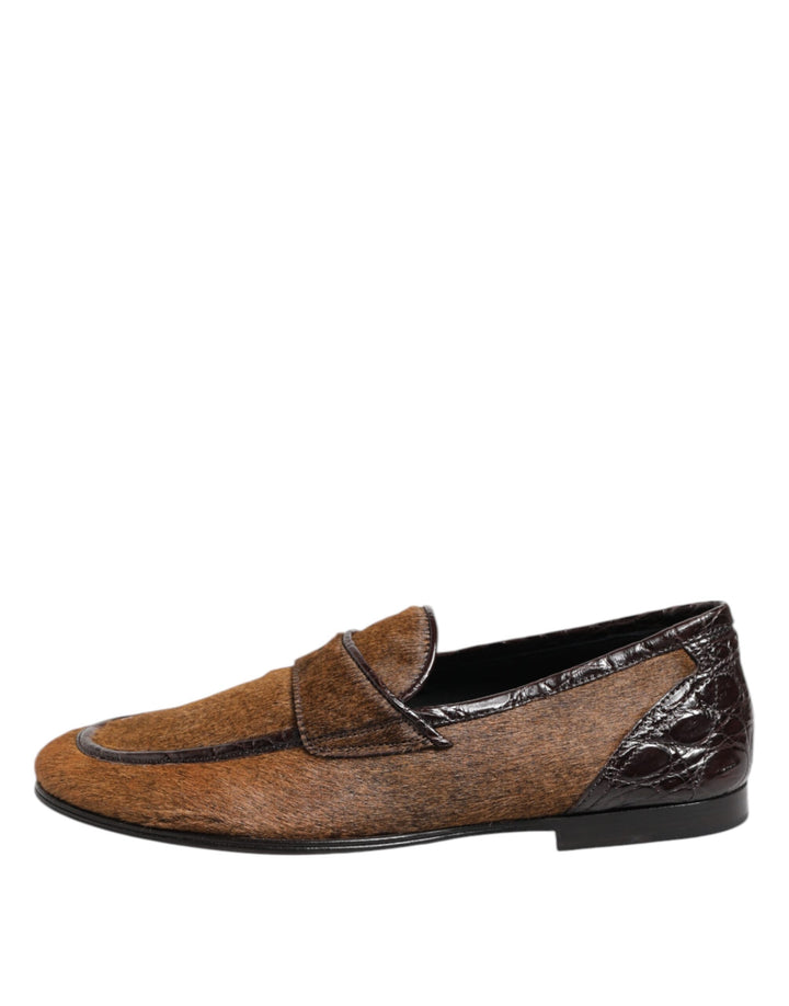 Dolce &amp; Gabbana Sample Sale Dolce &amp; Gabbana Brown Loafers Leather Slip On Men Dress Shoes - | Designer outlet