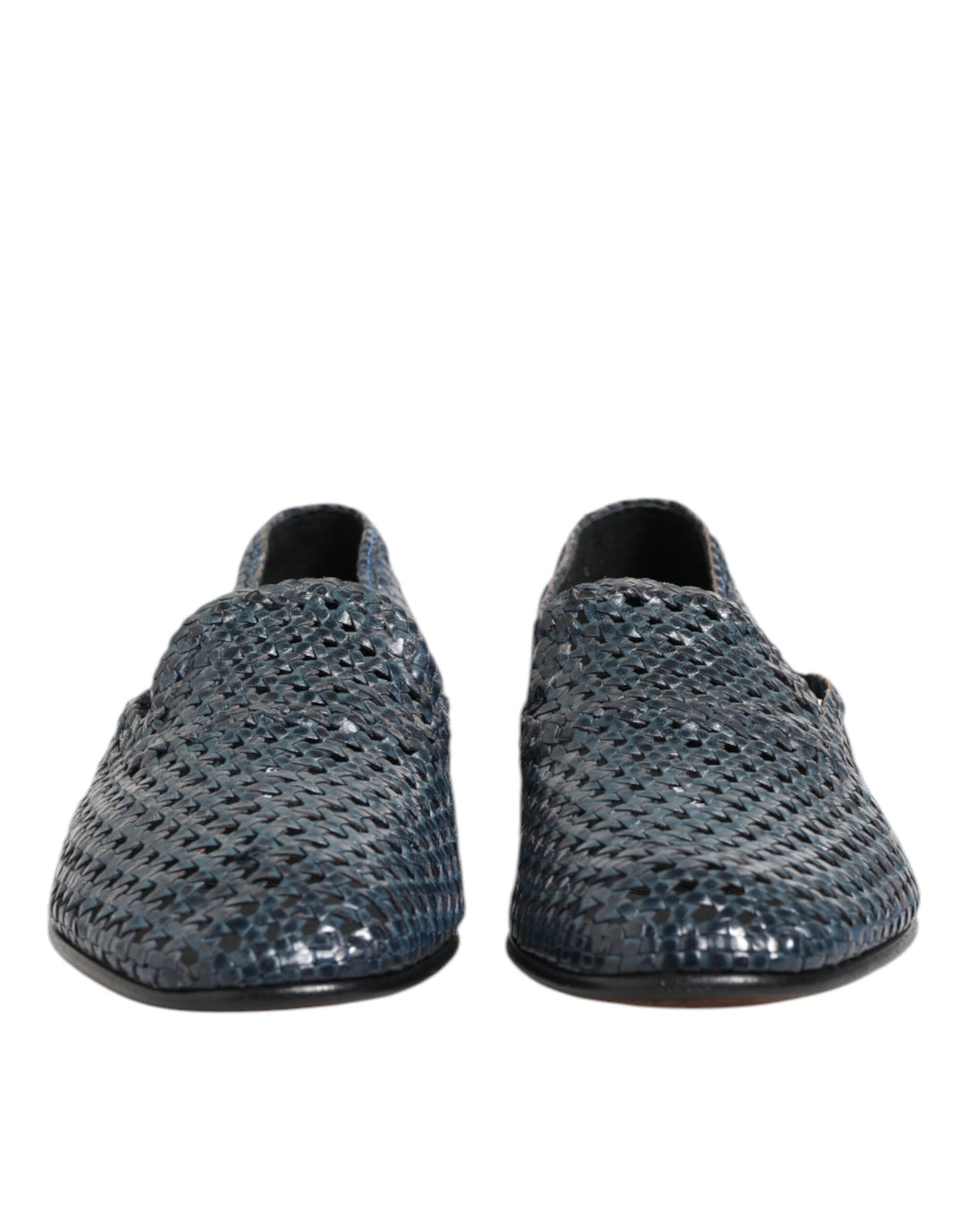 Dolce &amp; Gabbana Sample Sale Dolce &amp; Gabbana Blue Woven Leather Slip On Loafers Shoes - | Designer outlet