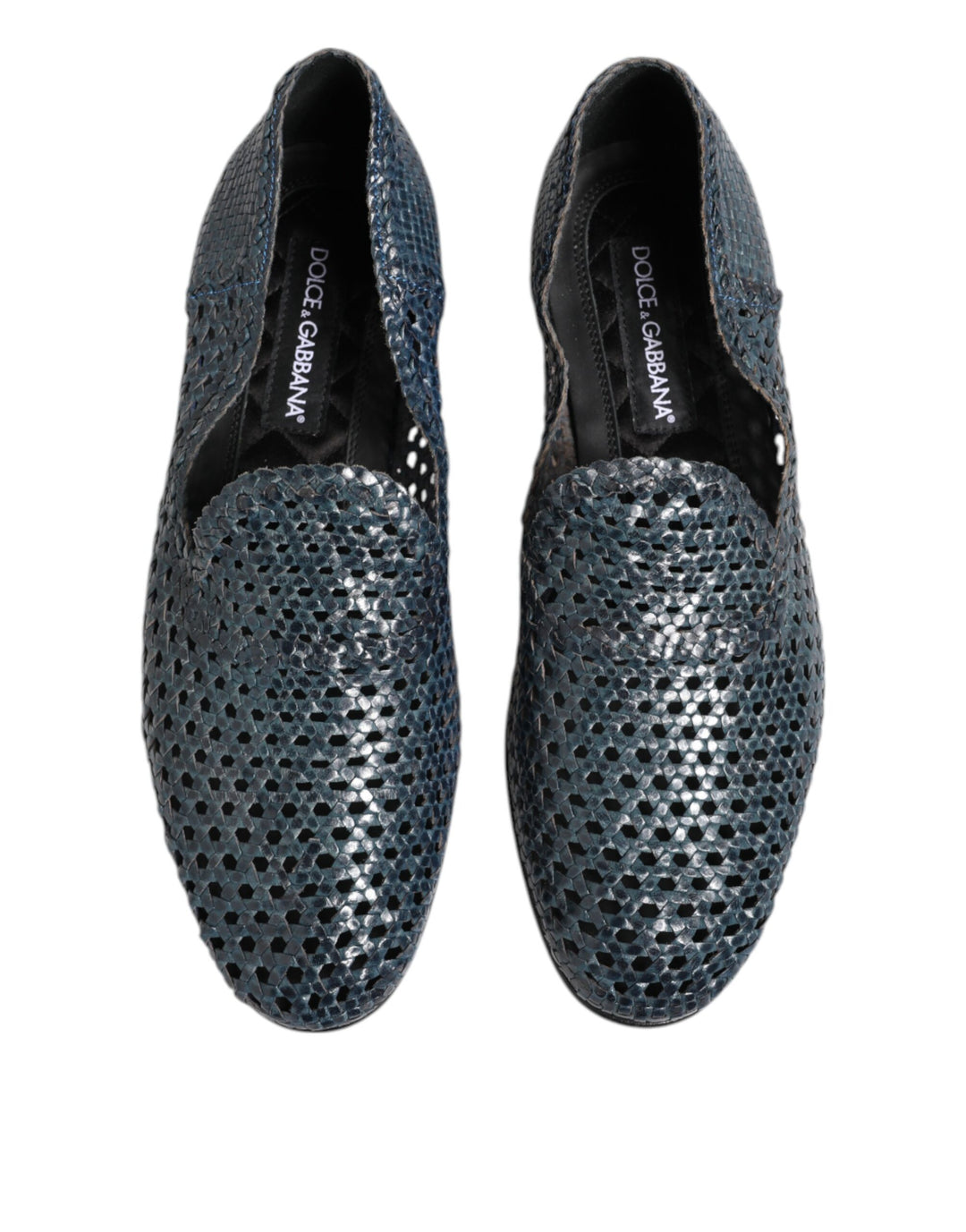 Dolce &amp; Gabbana Sample Sale Dolce &amp; Gabbana Blue Woven Leather Slip On Loafers Shoes - | Designer outlet