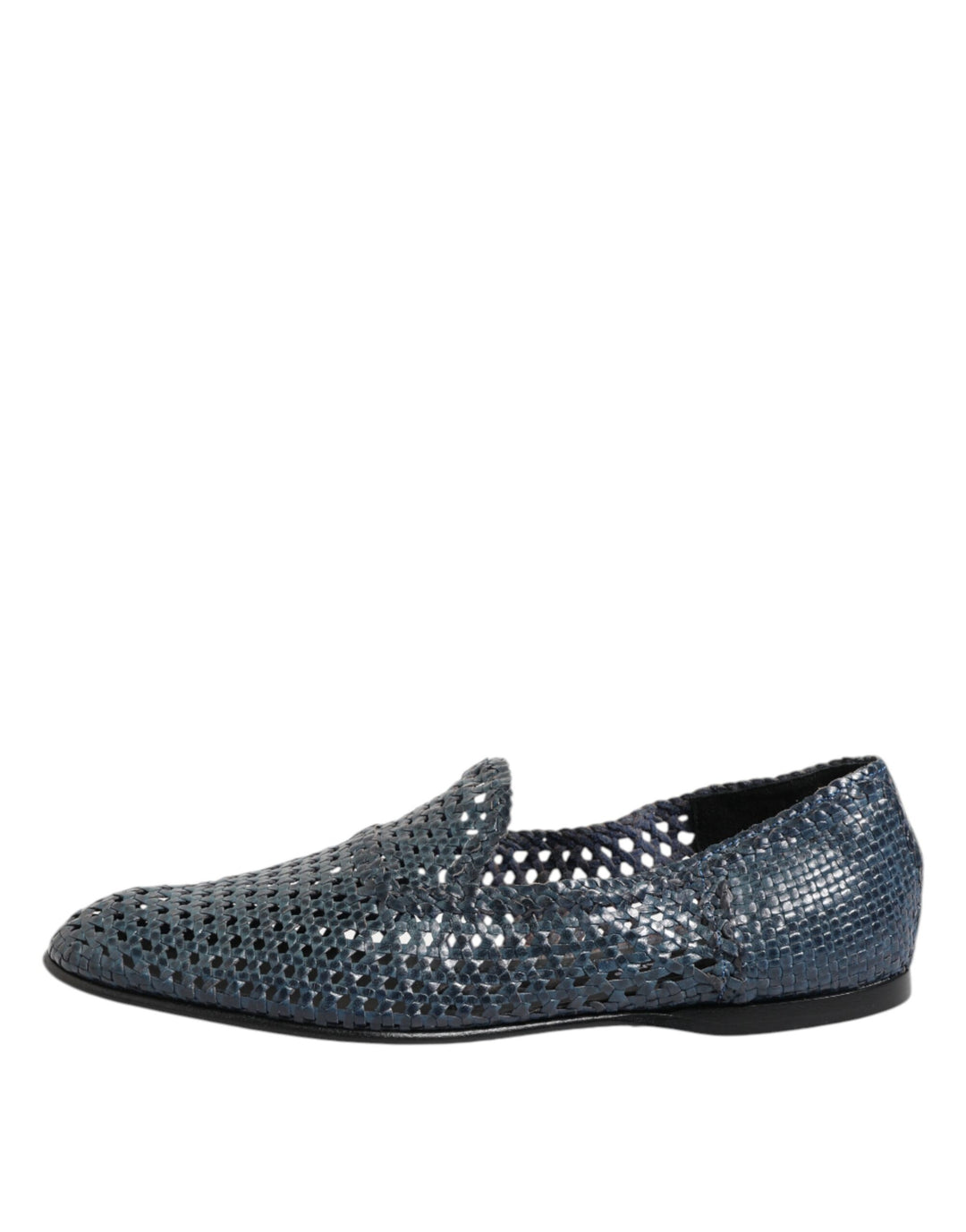 Dolce &amp; Gabbana Sample Sale Dolce &amp; Gabbana Blue Woven Leather Slip On Loafers Shoes - | Designer outlet