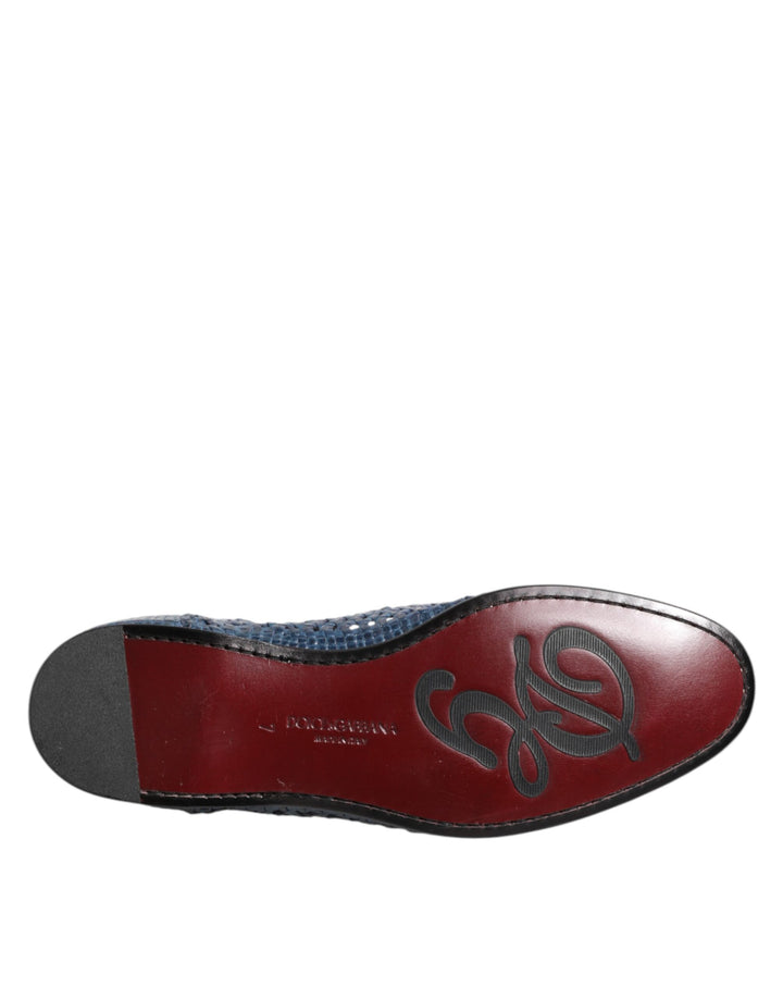 Dolce &amp; Gabbana Sample Sale Dolce &amp; Gabbana Blue Woven Leather Slip On Loafers Shoes - | Designer outlet