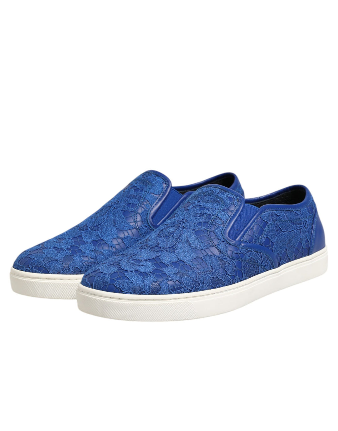 Dolce &amp; Gabbana Blue Leather Lace Slip On Sneaker Shoes by Dolce &amp; Gabbana outlet now on sale