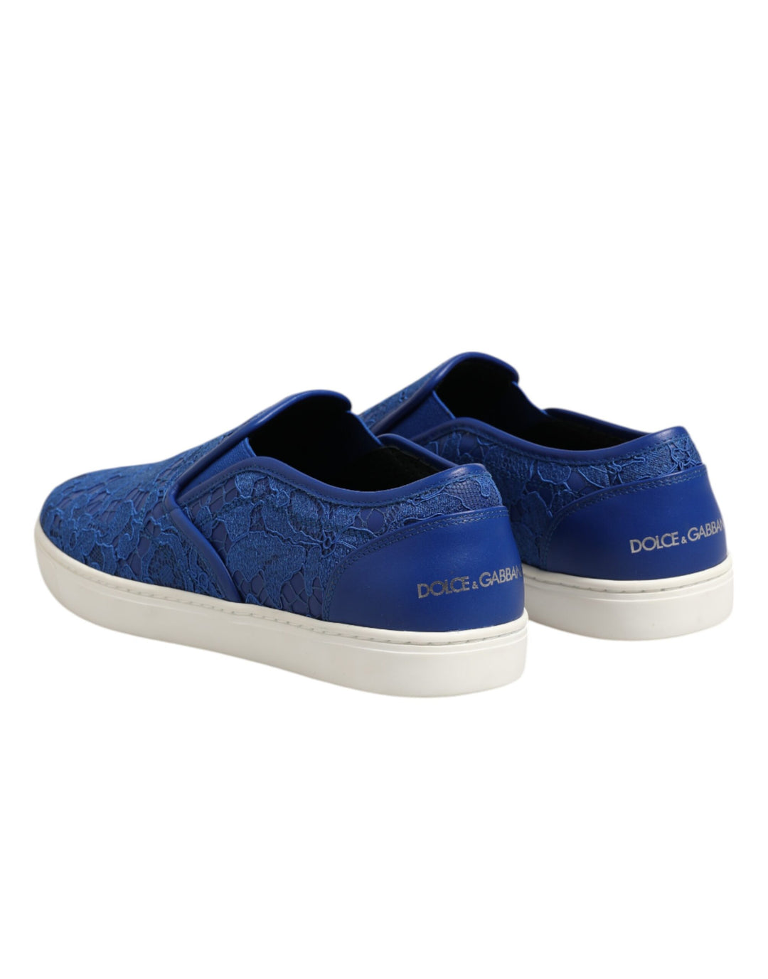 Dolce &amp; Gabbana Blue Leather Lace Slip On Sneaker Shoes by Dolce &amp; Gabbana outlet now on sale