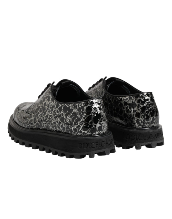 Dolce & Gabbana Black White Calfskin Chunky Derby Shoes