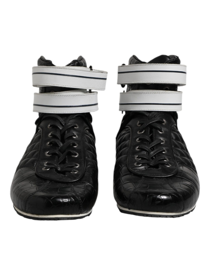 Dolce &amp; Gabbana Sample Sale Dolce &amp; Gabbana Black Quilted Leather Lace Up Sneakers Shoes - | Designer outlet