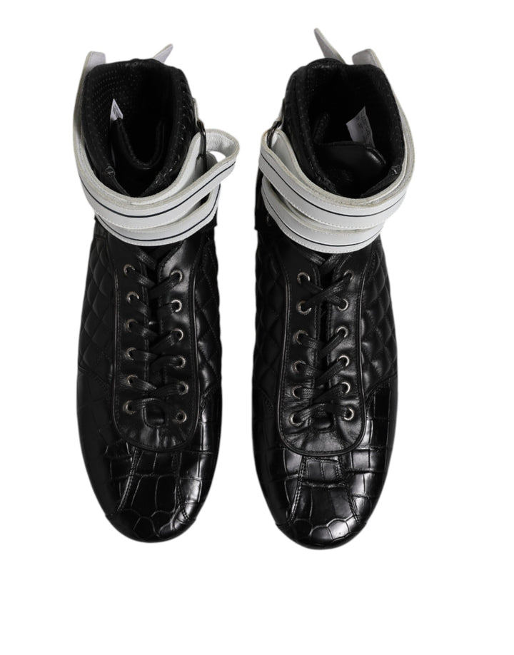 Dolce &amp; Gabbana Sample Sale Dolce &amp; Gabbana Black Quilted Leather Lace Up Sneakers Shoes - | Designer outlet