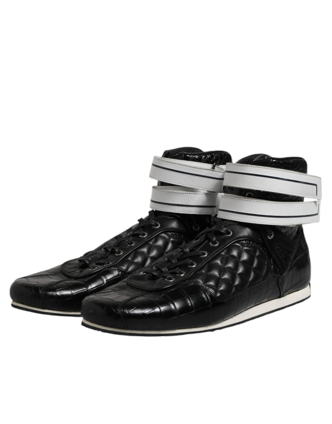 Dolce &amp; Gabbana Sample Sale Dolce &amp; Gabbana Black Quilted Leather Lace Up Sneakers Shoes - | Designer outlet