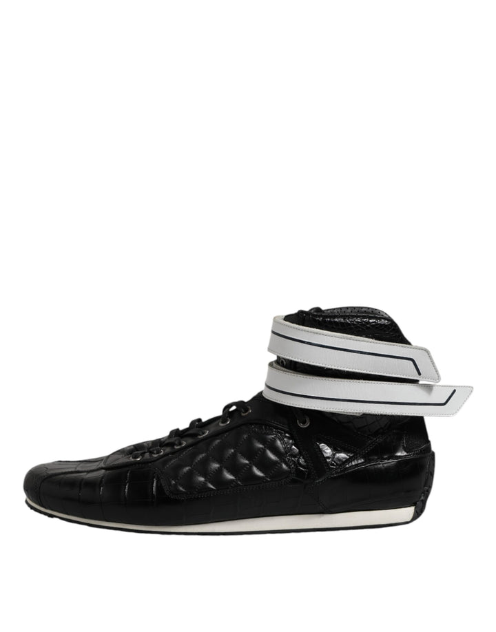 Dolce &amp; Gabbana Sample Sale Dolce &amp; Gabbana Black Quilted Leather Lace Up Sneakers Shoes - | Designer outlet