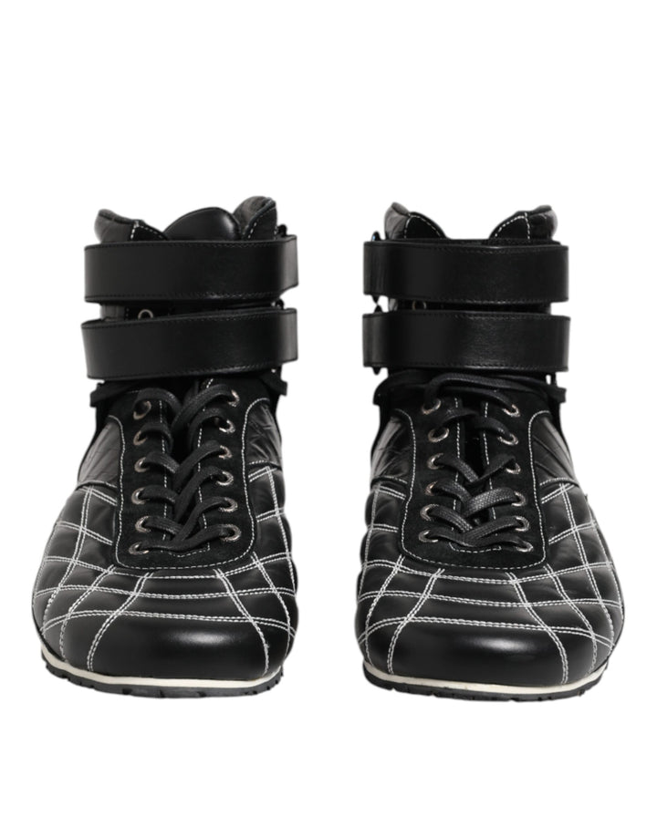 Dolce &amp; Gabbana Sample Sale Dolce &amp; Gabbana Black Quilted Leather Lace Up Sneakers Shoes - | Designer outlet