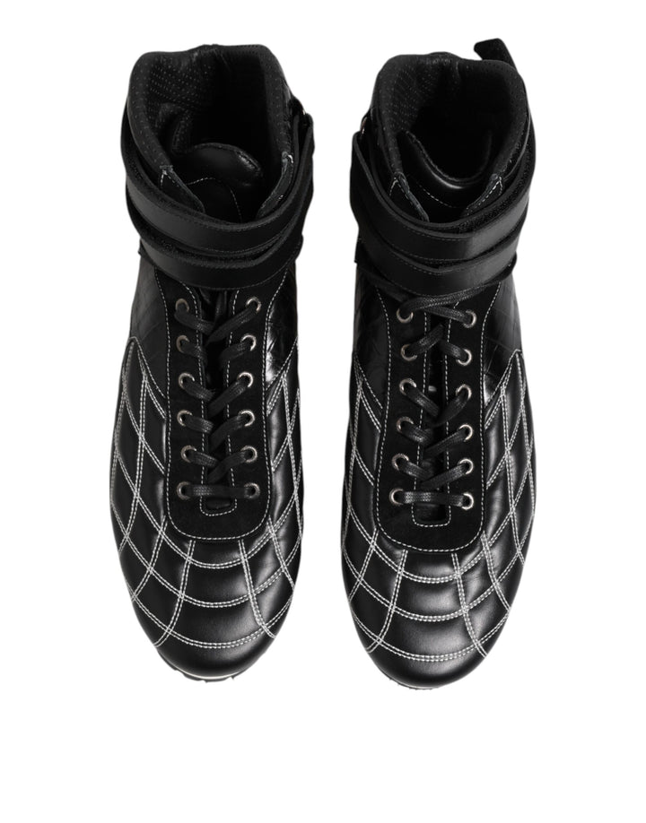 Dolce &amp; Gabbana Sample Sale Dolce &amp; Gabbana Black Quilted Leather Lace Up Sneakers Shoes - | Designer outlet