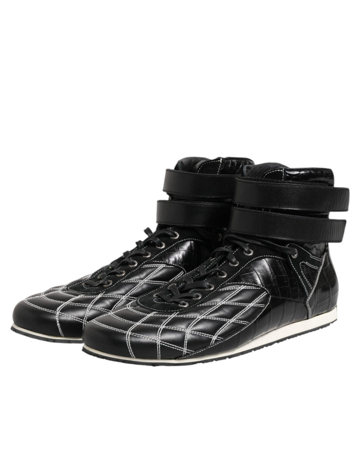 Dolce &amp; Gabbana Sample Sale Dolce &amp; Gabbana Black Quilted Leather Lace Up Sneakers Shoes - | Designer outlet