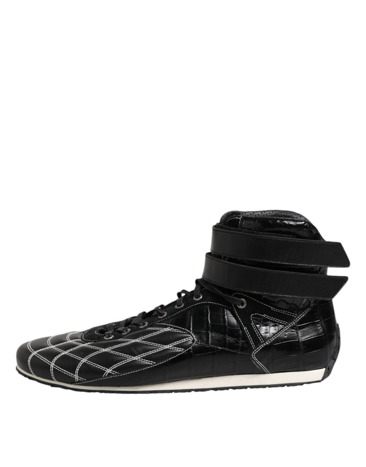 Dolce &amp; Gabbana Sample Sale Dolce &amp; Gabbana Black Quilted Leather Lace Up Sneakers Shoes - | Designer outlet