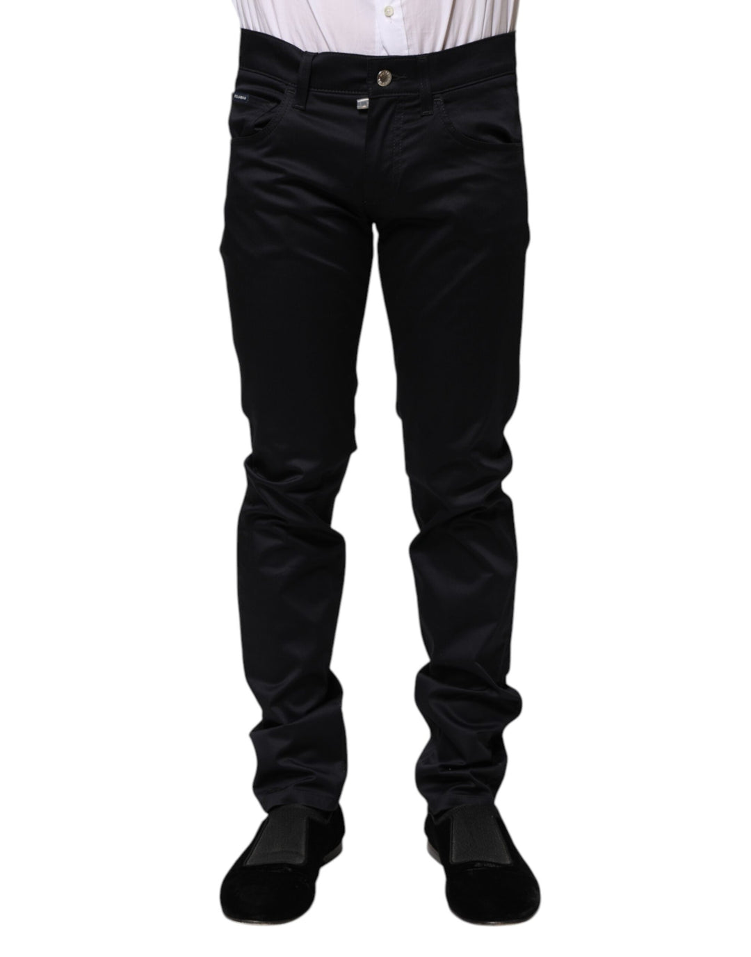Dolce &amp; Gabbana Black Cotton Skinny Mid Waist Pants by Dolce &amp; Gabbana outlet now on sale