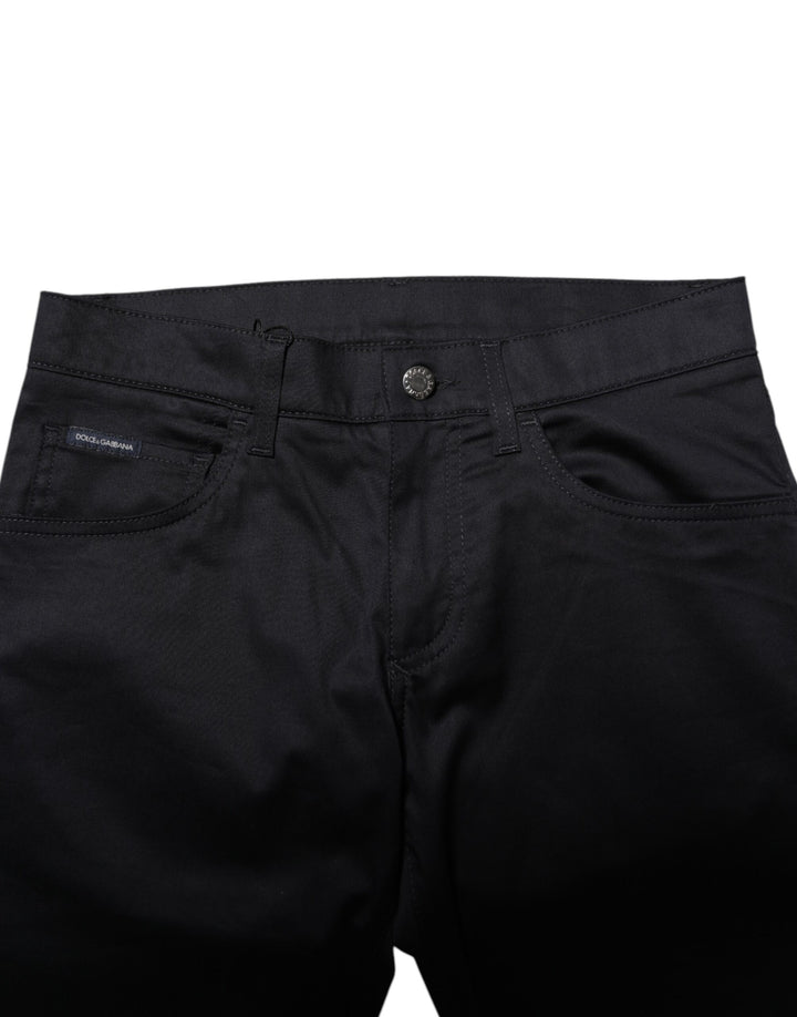 Dolce &amp; Gabbana Black Cotton Skinny Mid Waist Pants by Dolce &amp; Gabbana outlet now on sale