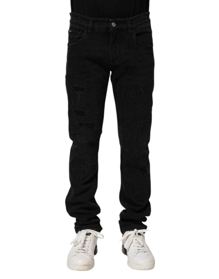 Dolce & Gabbana Black Cotton Skinny Men Denim Jeans by Dolce & Gabbana outlet now on sale
