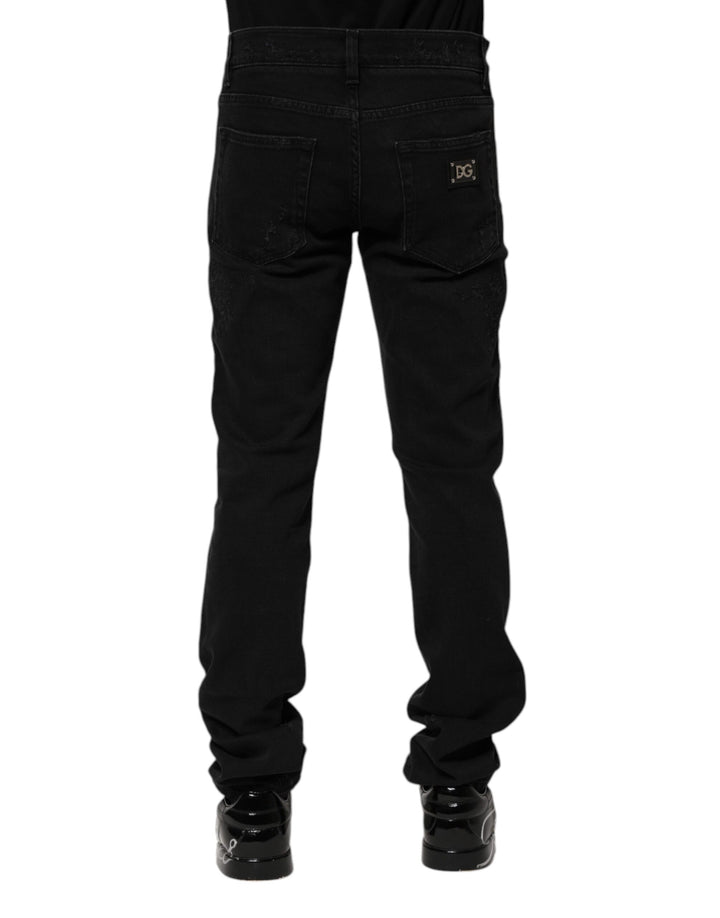 Dolce & Gabbana Black Cotton Skinny Men Denim Jeans by Dolce & Gabbana outlet now on sale