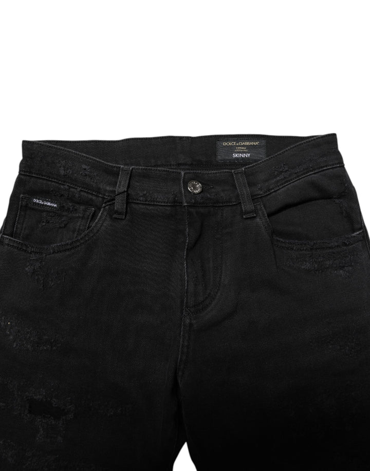 Dolce & Gabbana Black Cotton Skinny Men Denim Jeans by Dolce & Gabbana outlet now on sale