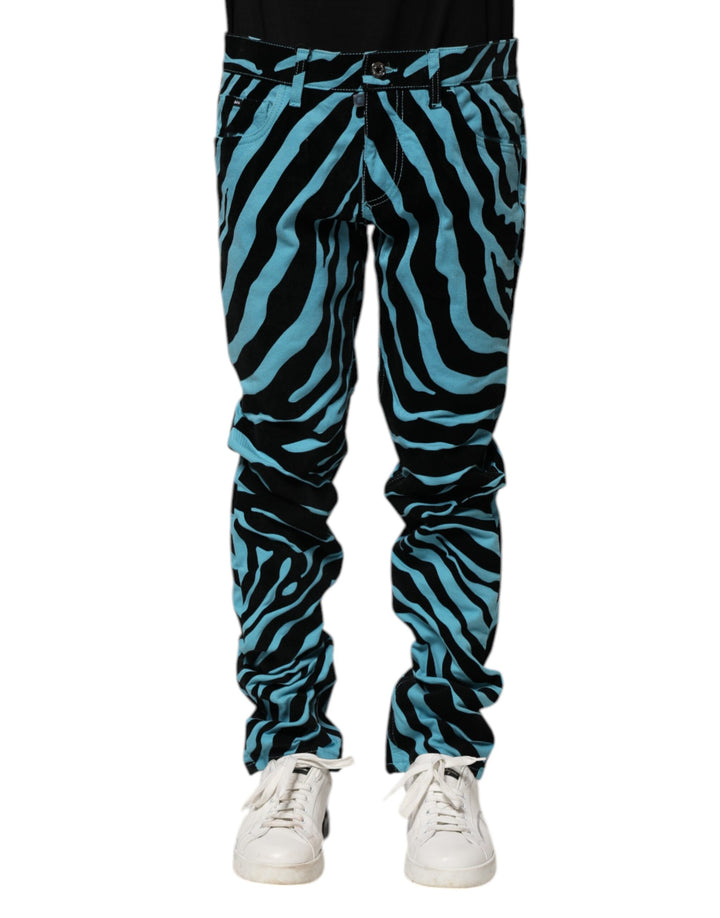 Dolce &amp; Gabbana Blue Black Stripes Skinny Denim Jeans by Dolce &amp; Gabbana outlet now on sale