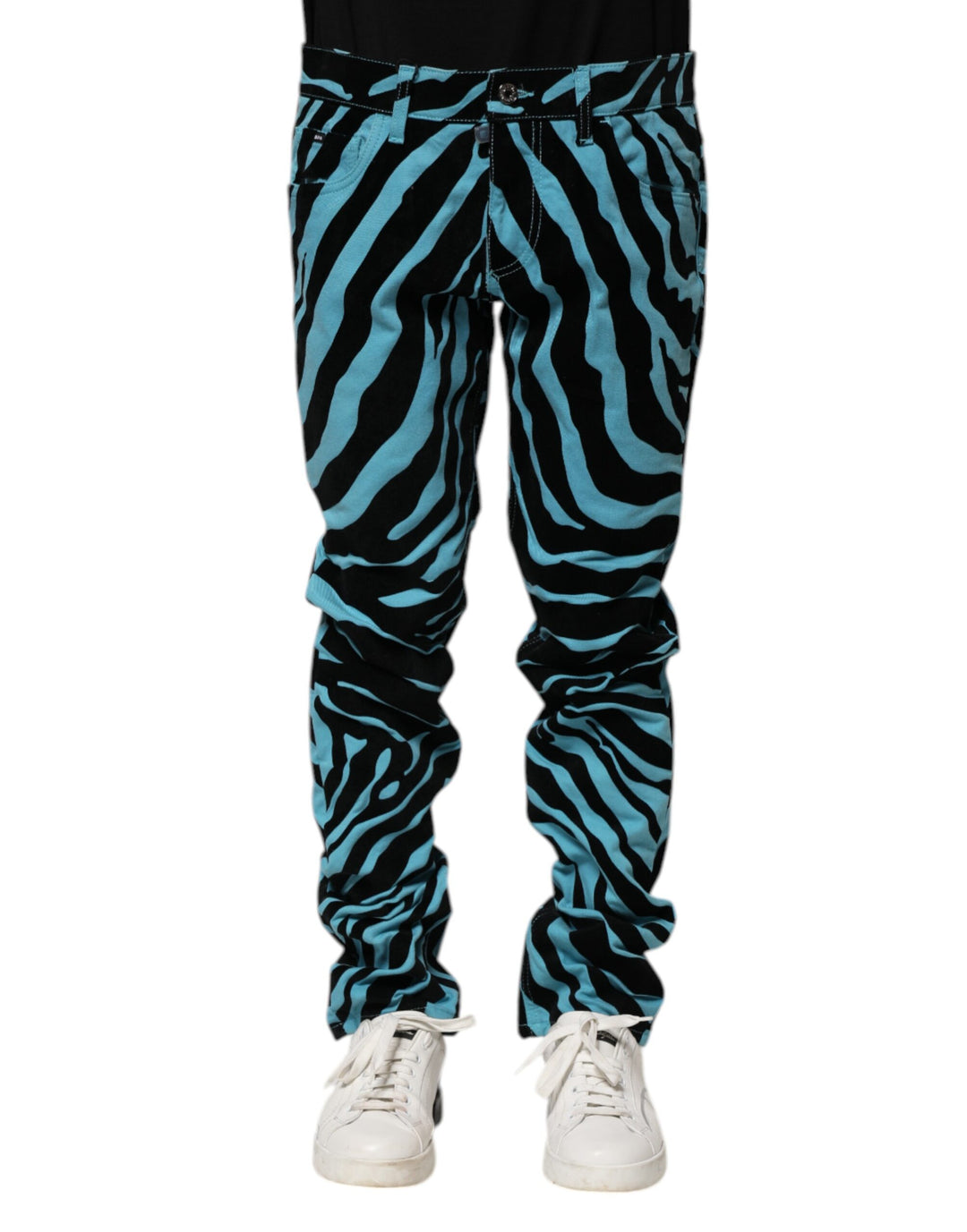 Dolce &amp; Gabbana Blue Black Stripes Skinny Denim Jeans by Dolce &amp; Gabbana outlet now on sale