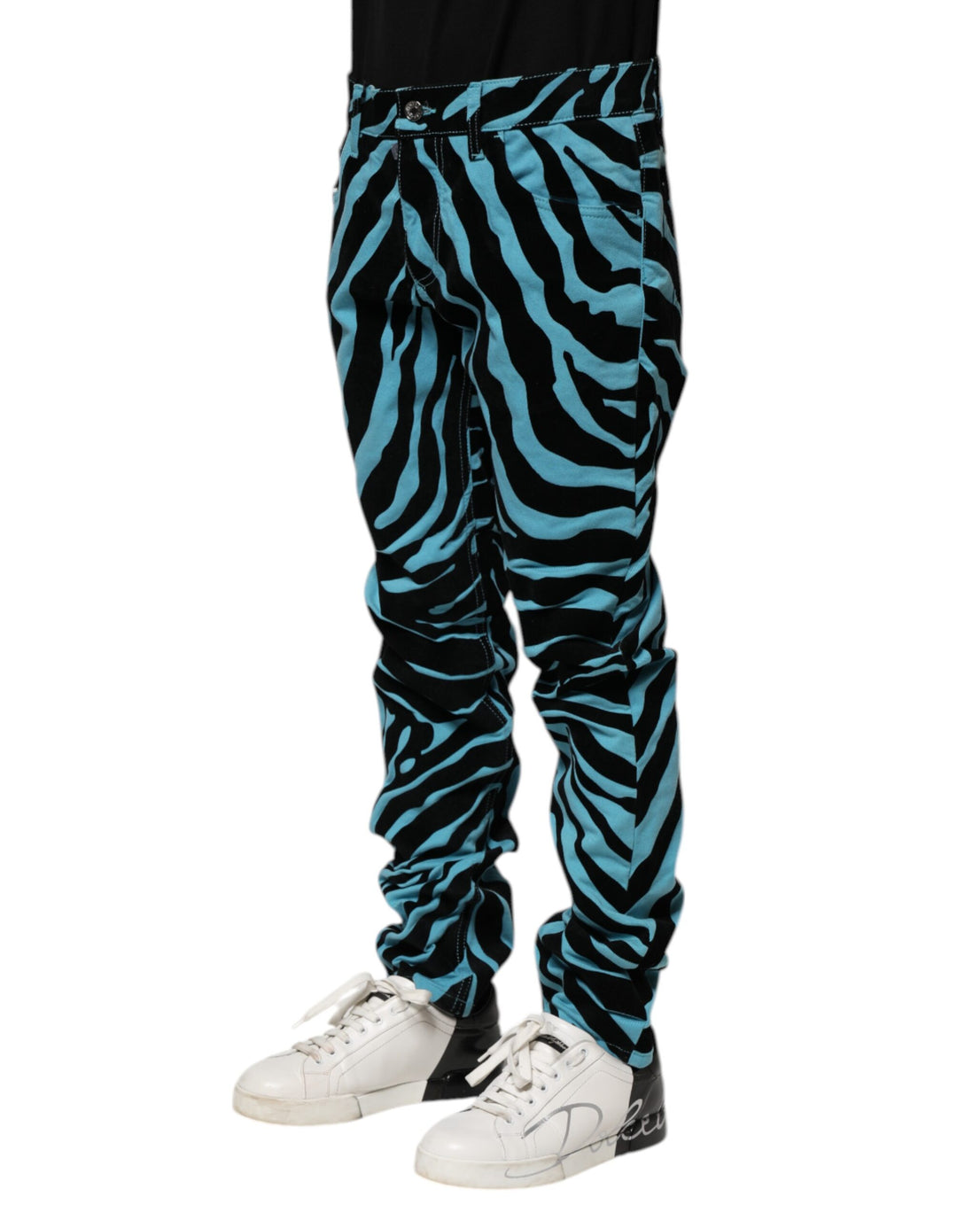 Dolce &amp; Gabbana Blue Black Stripes Skinny Denim Jeans by Dolce &amp; Gabbana outlet now on sale