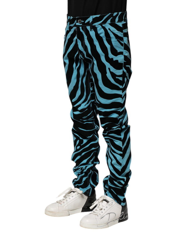Dolce &amp; Gabbana Blue Black Stripes Skinny Denim Jeans by Dolce &amp; Gabbana outlet now on sale
