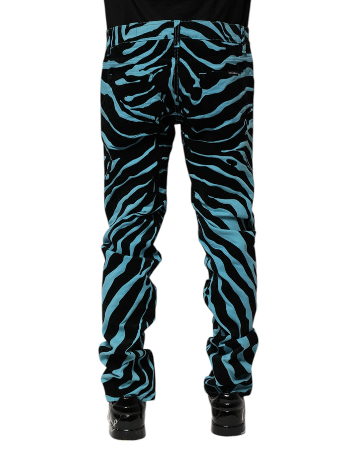 Dolce &amp; Gabbana Blue Black Stripes Skinny Denim Jeans by Dolce &amp; Gabbana outlet now on sale
