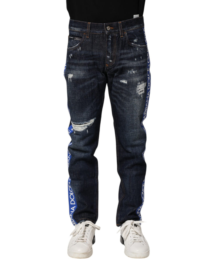 Dolce &amp; Gabbana Sample Sale Dolce &amp; Gabbana Dark Blue Tattered Skinny Denim Jeans - | Designer outlet